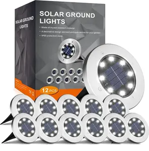 Hoodink Solar Lights for Outside,12 Pack Solar Lights Outdoor Waterproof, Solar Garden Lights Landscape Lighting for Patio Pathway Lawn Yard Deck Driveway Walkway, Cold White