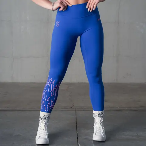 Kill Crew Women's High-Waisted Ribbed Leggings - Flame & Wolf Print, 75% Nylon Spandex, Extra Soft Fitted, Gym Workout Athleisure Activewear, XXS/S