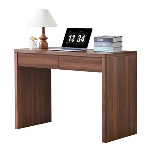 Giratree 43" Small Computer Desk with 2 Drawers, Mid Century Modern Writing Study Table for Home Office, Vintage PC Work Desk with Storage for Bedroom Small Spaces, Easy Assembly