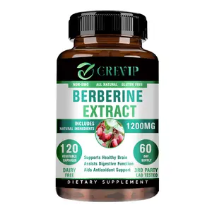 GREVIP - Berberine HCL Extract 1200mg - Immune System - Gluco Levels - Gut Health (Vegetarian, Non-GMO & Gluten-Free) Berberine Supplement (120 Count)