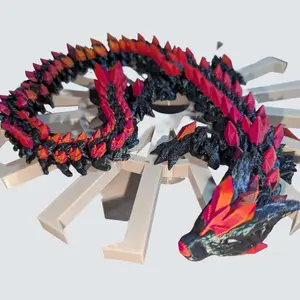 Crystal Wolf Dragon - 3D Printed Hybrid Creature with Geometric Crystals & Articulated Joints for Fantasy Decor & Collectibles