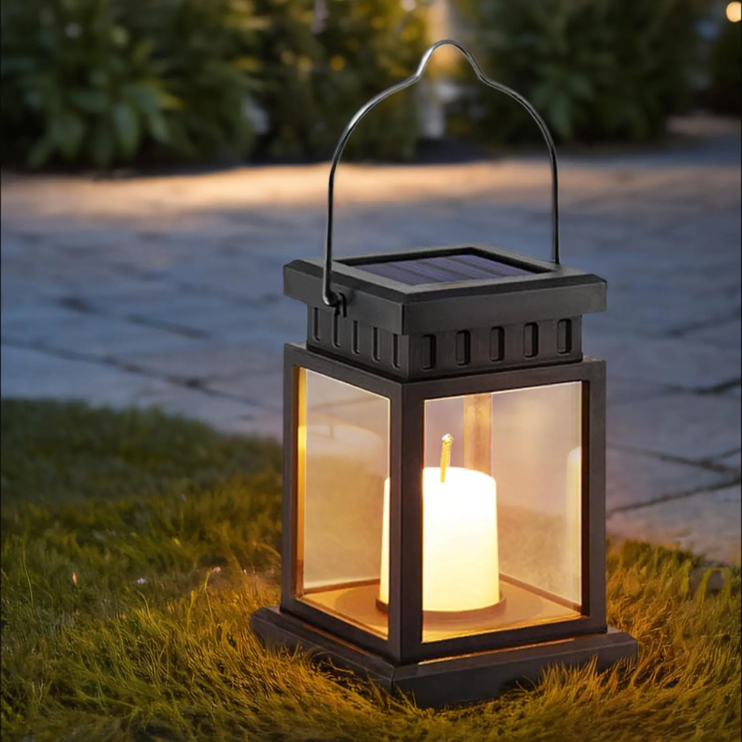 Solar Powered Lantern Light, 1 Count Outdoor Solar Light, Retro Palace Lantern Lights, Hanging Candle Landscape Lamps for Outdoor Decor