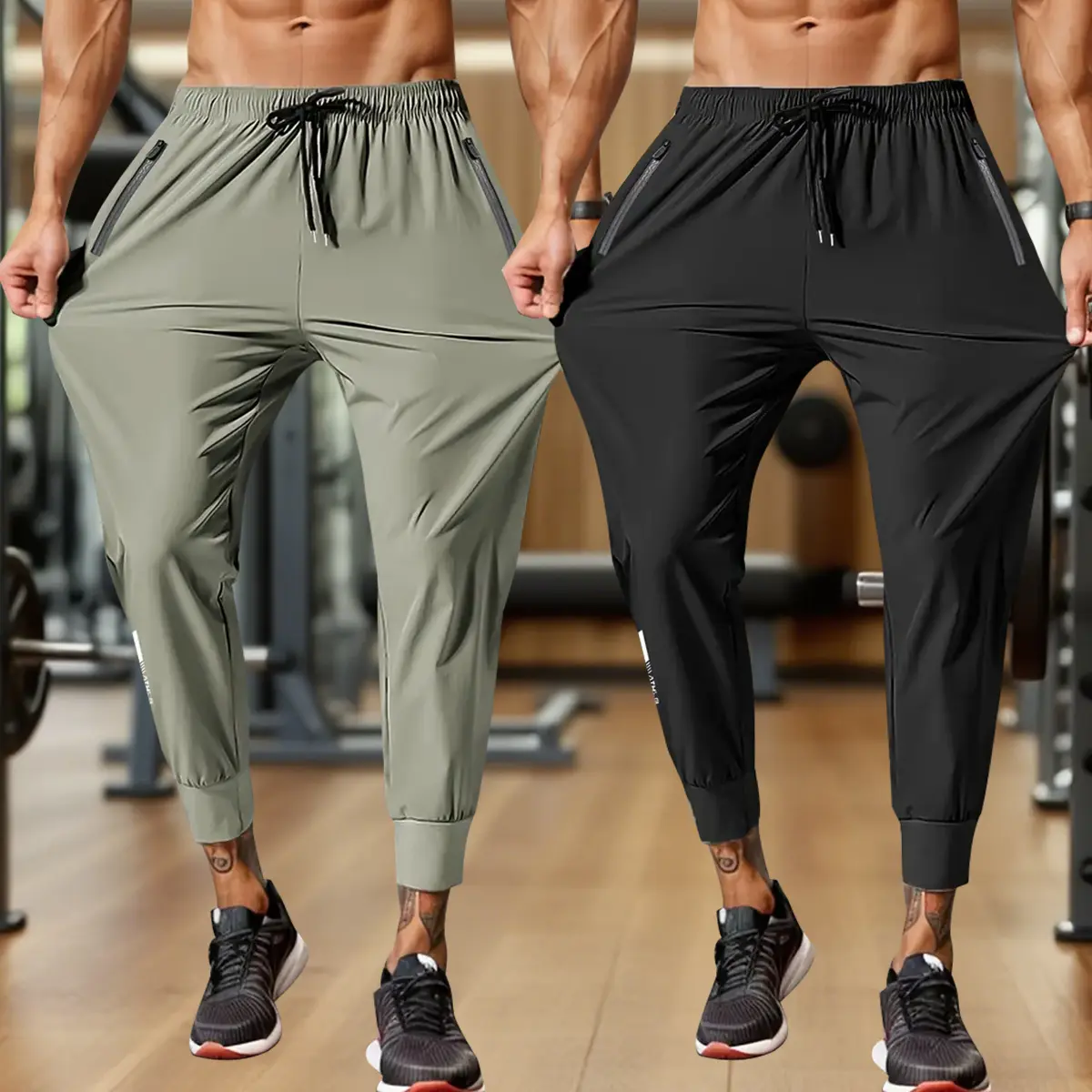 Men's 2-Pack Casual Joggers, Soft Loose-Fit Workout Bottoms with Zipper Pockets for Running and Athleisure, Casual Comfy Joggers, Workout Joggers