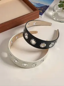 Elegant Fashion Wide Band Leather Hair Hoop, Metal Buckle, Punk Rock Style, Casual Daily Wear, Party Accessory, Music Festival Headband