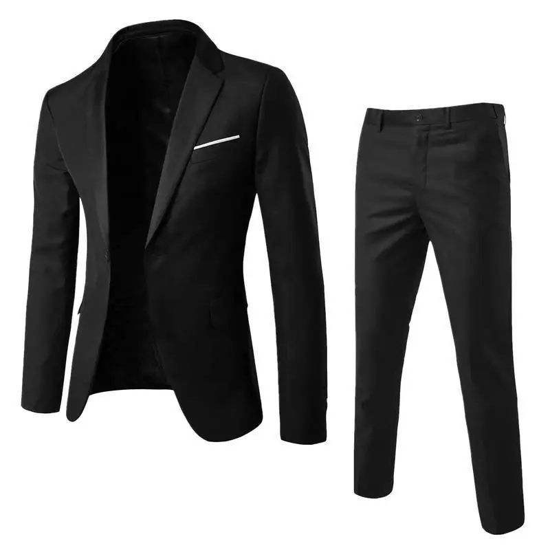 Men's Suit Set Two-Piece Business Professional Formal Wear Small Suit Korean Style Slim Fit Groomsmen Bridegroom Wedding Suit Men's Suit Set Two-Piece Business Professional Formal Wear Small Suit Korean Style Slim Fit Groomsmen Bridegroom Wedding Suit
