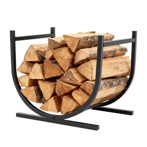 Firewood stand, heavy-duty log stand for indoor fireplaces, outdoor metal wood pile storage and stacking organizer, courtyard log stand tool