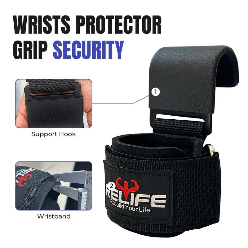 Relife Weight Lifting Straps (Pair), Gym Fitness Hooks, Weightlifting Grips, Sports Training Straps for Deadlifts, Pull-Ups and Gym Workouts, Wrist Protector for Power Lifting