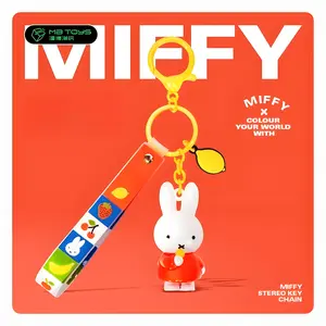Kawaii Anime Miffy Keychain Schoolbag Creativity Small Simple Car Keychain Cute Cartoon Doll Metal Chain Gift