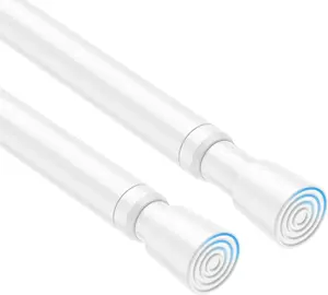 2 Pack Spring Tension Curtain Rod 32 to 58 inch Adjustable Curtain Rods No Drilling Spring Loaded Curtain Rods for Windows Doors, White