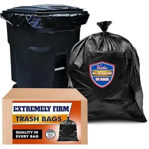 65 Gallon Trash Bags for Toter, (Value-Pack 50 Bags w/Ties) Large Trash Bags 64 Gallon Heavy Duty, 64 Gallon Trash Bags Heavy Duty, 60 Gallon Trash Bags Outdoor Garbage Can Liner for Custodians, Lands