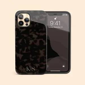 Custom Initials Iphone 17 Air Case, Personalized Monogram Tortoiseshell Case For Iphone 16 Pro Max, 15 Plus, 14, 13 Mini, 12, 11, x/xs