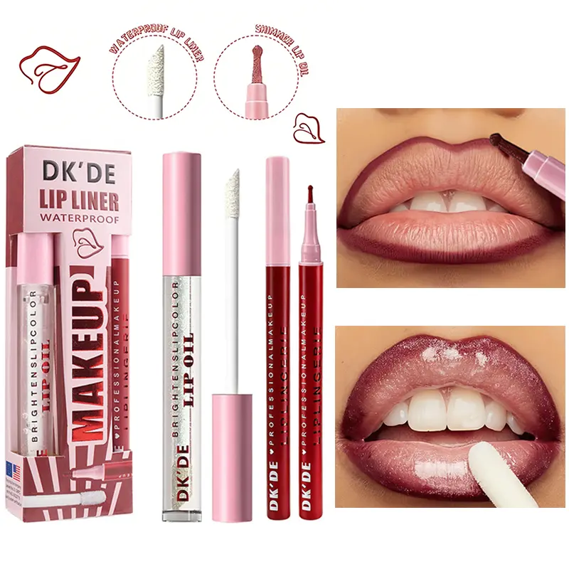 2-in-1 Lip Liner & Lip Oil Combo, Lightweight Non-sticky Texture, Waterproof Long-Lasting Color Lock, Moisturizing Formula for Plump & Smooth Lips, Perfect for Daily Natural Makeup, Moisturize, Hydrate