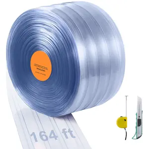 Strip Curtain Roll, 164 Ft Length, 8 In Width, 0.08 In Thickness, Clear Ribbed PVC Door Strips, Curtain Strip Bulk Roll For Warehouses, Factories, Supermarkets, Shopping Malls, Halls, Garages