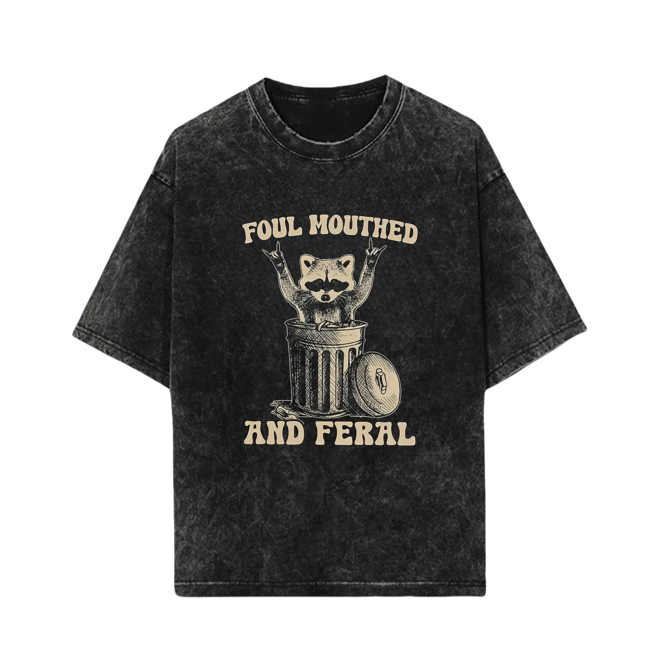 Men's Funny Trash Panda Raccoon Graphic T-Shirt, Soft Lightweight Cotton Casual Streetwear with Seamless Short-Sleeve Round Neck, Tshirt