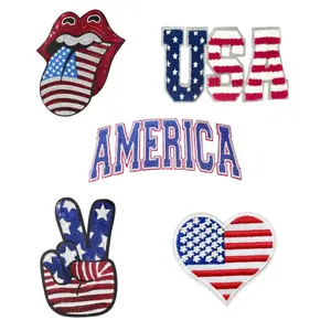 Independence Day Themed Sequin Badge, Personalized Embroidered Large Fabric Sticker, DIY Clothing Decoration for Jacket, Sweatshirt and T-shirt