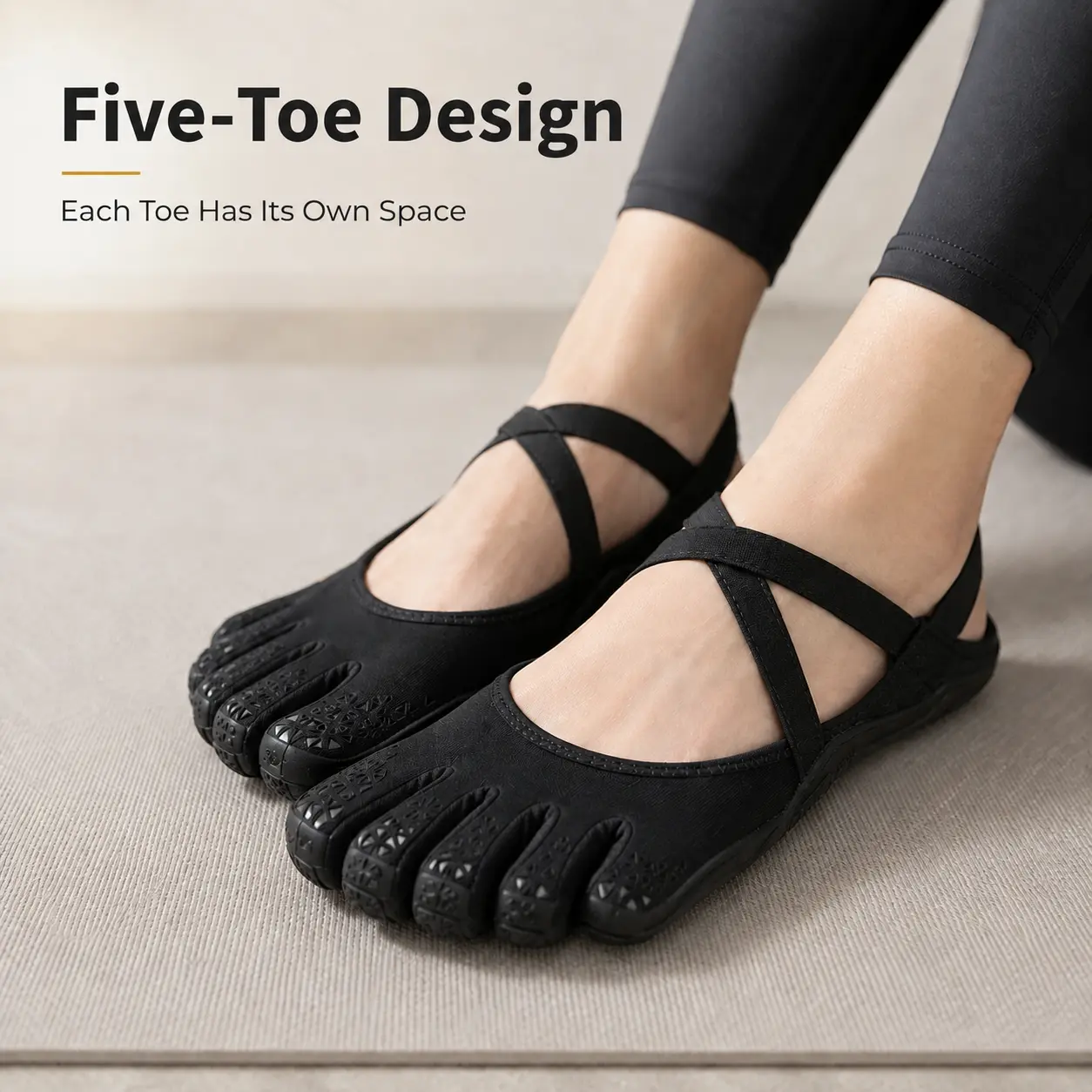 [Dealsforyou] Women's Five-Toe Barefoot Shoes, Lightweight Flexible Cross-Strap Flats for Pilates, Yoga, Barre, Dance & Indoor Workouts, EU 35-43