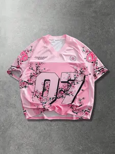 Men's Street Style V Neck Short Sleeve T-Shirt, Knit Sports Tee, Mesh Fabric, Bright Colors, Trendy Car Culture Slogan, Gift Idea