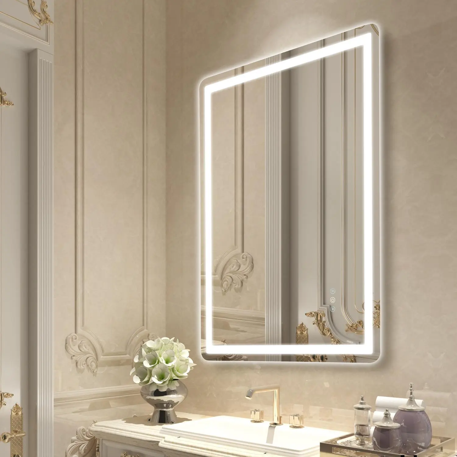 【SummerFinds】VEVOR LED Bathroom Mirror,  , 28" x 36" LED Bathroom Vanity Mirror with Frontlit and Backlit, Anti-Fog Memory Mirror with Lights, Stepless 3 Colors Temperature Dimmable Bathroom Mirror, Wall Mounted