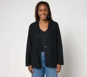 QVC Women's Mullholland Linen-Blend Blazer by Jennie Garth