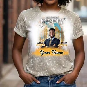 In Loving Memory Shirt Custom Memorial T-Shirt Personalized Photo Bleach Tee Remembrance Shirt Angel Wings Funeral Memorial Gift
