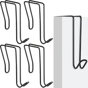 4 Pack Wire Cubicle Hooks for Coat Wall Panel Over Cubicle Hanger Accessories for Office Partition Door Picture (Black)