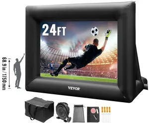 Inflatable Projector Screen for Outdoor Use with 350W Air Blower, Oxford Fabric Material, Supports Front/Rear Projection,Black