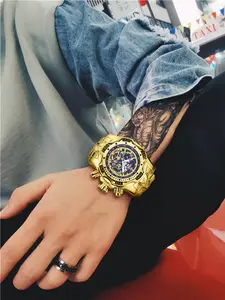 Men's Punk Style Round Dial Quartz Watch, Large Dial Fashion Watch for Party & Daily Clothing Decor, Trendy All-match Watch for Birthday Gift, Trendy Wristwatch