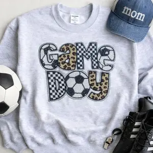 Cheetah Checkered Soccer Game Day Sequin Sweatshirt