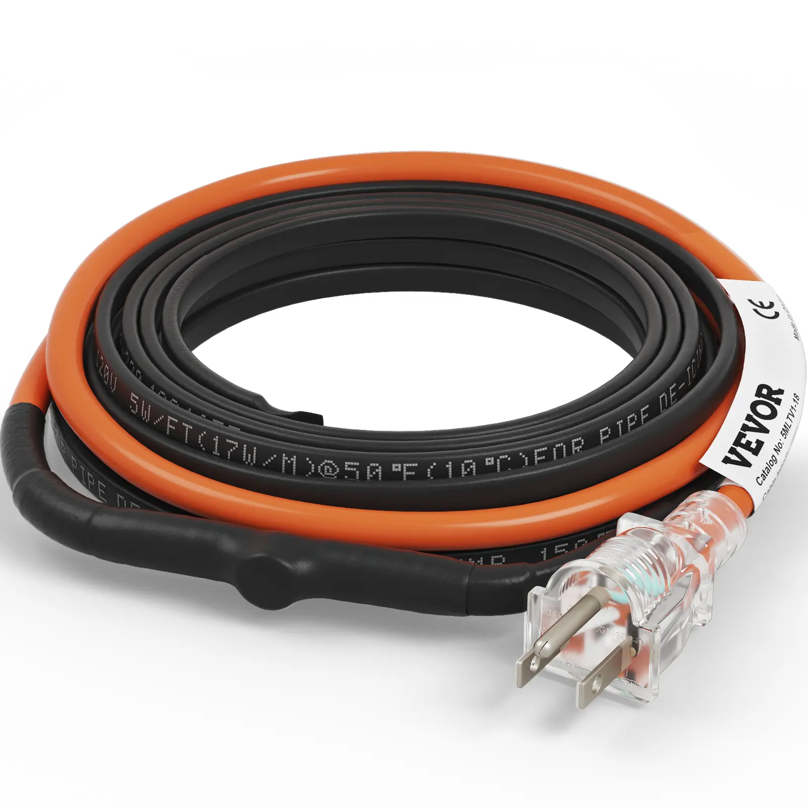【summerfinds】VEVOR Self-Regulating Pipe Heating Cable, 18-feet 5W/ft Heat Tape for Pipes Freeze Protection, Protects PVC Hose, Metal and Plastic Pipe from Freezing, 120V