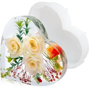 Resin Molds Silicone, Epoxy Resin Casting Craft Mold for Flower Preservation Bookends DIY Art (Heart)