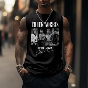 CHUCK NORRIS 90s Graphic Sleeveless Tank Tops Men Vest Streetwear Outfits Men Vacation Outfits Sleeveless Shirt