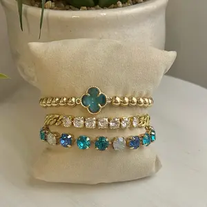 Bahamas Gold Bracelet Stack - Ocean Tones Gold Bracelets with Three Unique Designs for Stylish Accessory