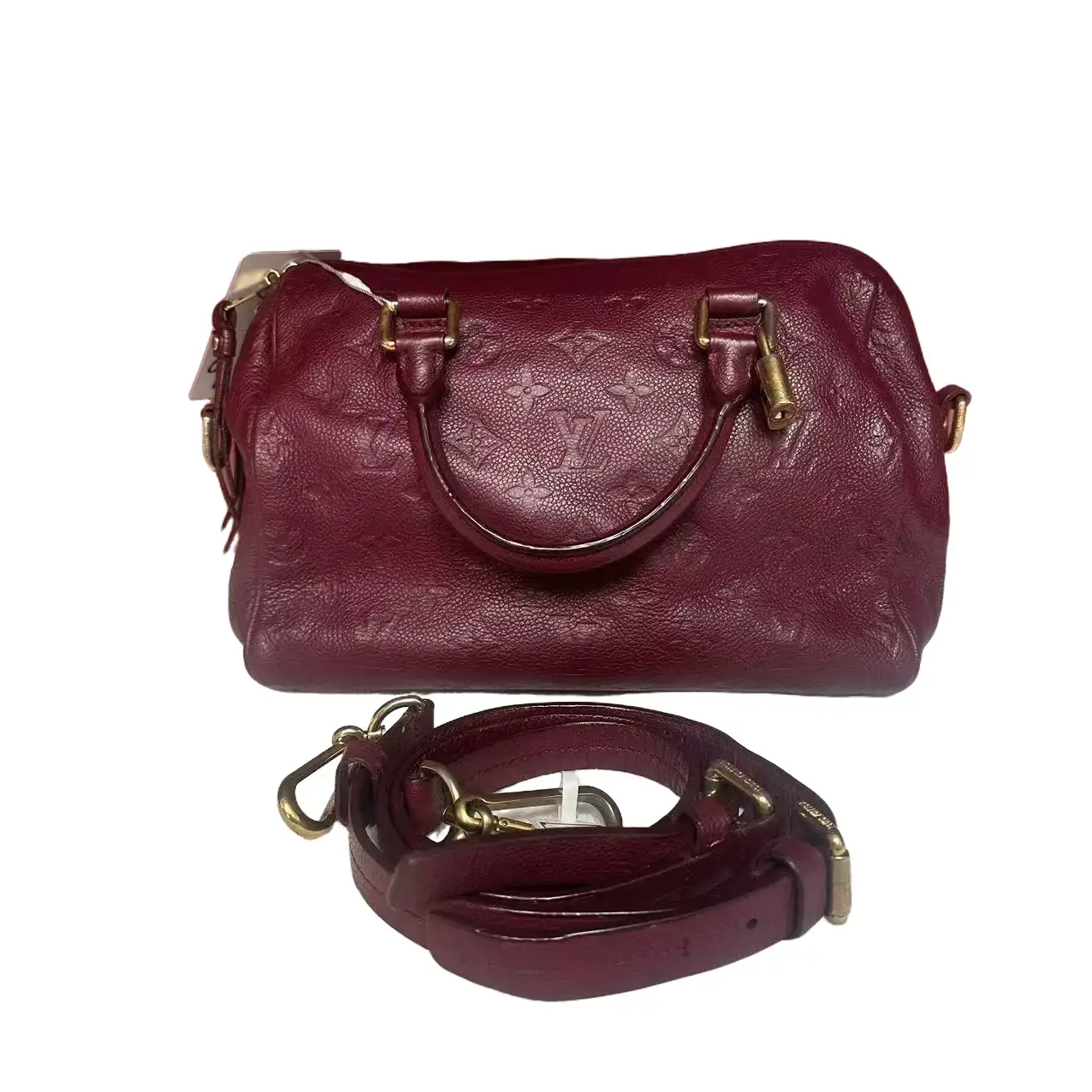 Pre-owned Authentic Louis Vuitton Speedy Bandouliere 25 Burgundy Empreinte Crossbody Bag (X500 26.06.03), Crossbody Bags, Aesthetic Handbag, Bags With Handles