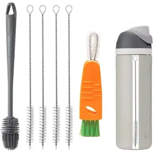 Straw Cleaner Brush Fit for  FreeSip 24oz/32oz/40oz,Long Handle Bottle Brush Compatible with  Water Bottle 24oz/32oz/40oz, Plus 3 in 1 Cup Lid Cleaning Brush Set for  Water Bottles