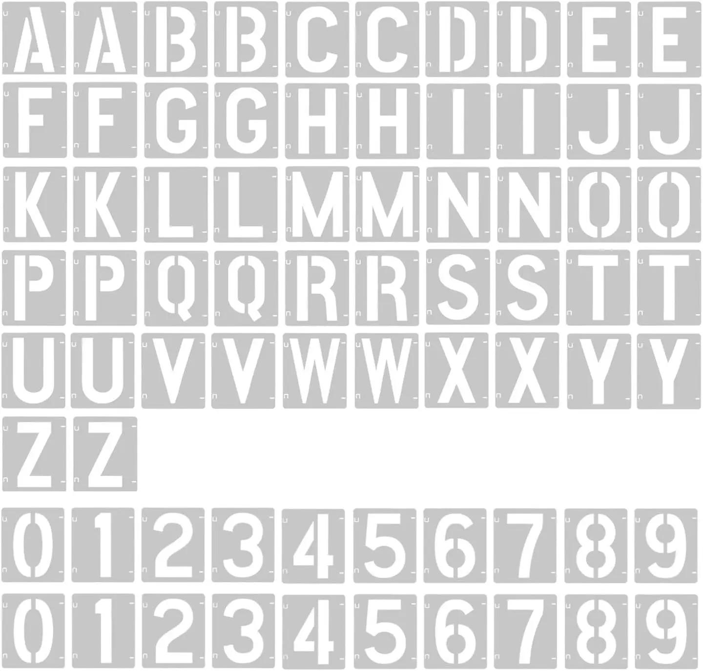 2 Pack - 2 Inch Letter Stencils Set, 72  Stencils for Painting On , Metal, Walls, Fabric, Rocks with Interlocking,  for Banners, Sign Making & DIY Art (2 inch)