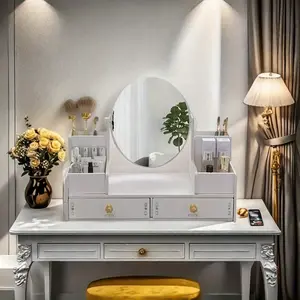 1pc Stylish Cosmetic Organizer with Mirror - Multi-Layer Compartment Makeup Storage Box, cosmetics organizer storage, Durable Plastic Desktop Vanity Organizer for Home Decor & Beauty Essentials, Sturdy Construction, Organized Lifestyle