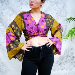 Boho Wrap Top, Bell Sleeve Tie Top, Bohemian Style, Flare Sleeve Top, Plus Size, Hippie Style, Flowy Crop Summer Top, Fairy Goddess Vibes, Kimono, Ruffle Sleeve, Festival Fashion, Tie Top, Whimsical Fashion, Retro Style, 90s, 70s , 80s Fashion