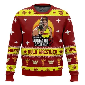 Hulk Wrestler WWE Christmas Ugly Sweater Retro Trendy Ugly Sweater, Sweater Lover Gift For Dad Gift For Mom Outfit For Family Holiday