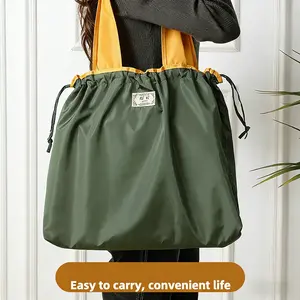 Multifunctional Large Capacity Portable Lightweight Shopping Bag, Big Handbag, Outdoor Travel Storage Bag, Drawstring Design, Foldable, Durable and Stylish, Reusable Grocery Bags