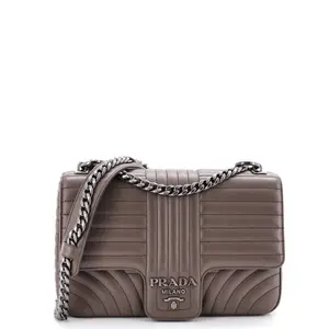 Pre-owned PRADA Leather Shoulder Bags Chain Flap Shoulder Bag Diagramme Quilted Large by Rebag