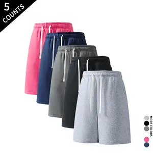 summervibesPack of 5 men’s casual athletic loose shorts: mid-length knit drawstring shorts that are versatile for summer jogging; solid color, minimalist design with a drawstring waist.