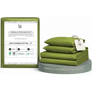 Percale  Sheet Set  Size, 3-,  Combed  Sheets, Crisp & Cool, 15 in Deep-Pocket Fitted Sheet, 1 Flat Sheet & 1 Pillowcase with Zee Hem