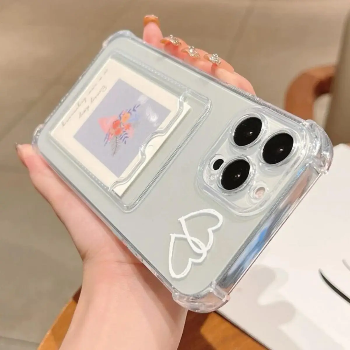 Fall Transparent Phone Case with Photo Slot, Transparent Phone Protective Cover, Phone Accessories Compatible with iPhone XR 11 12 13 14 15 Pro Max 15