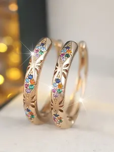 Colorful Micro-Paved Imitation Zircon Diamond Shaped Earrings, Trendy Versatile Jewelry for Parties and Valentine's Day Gifts