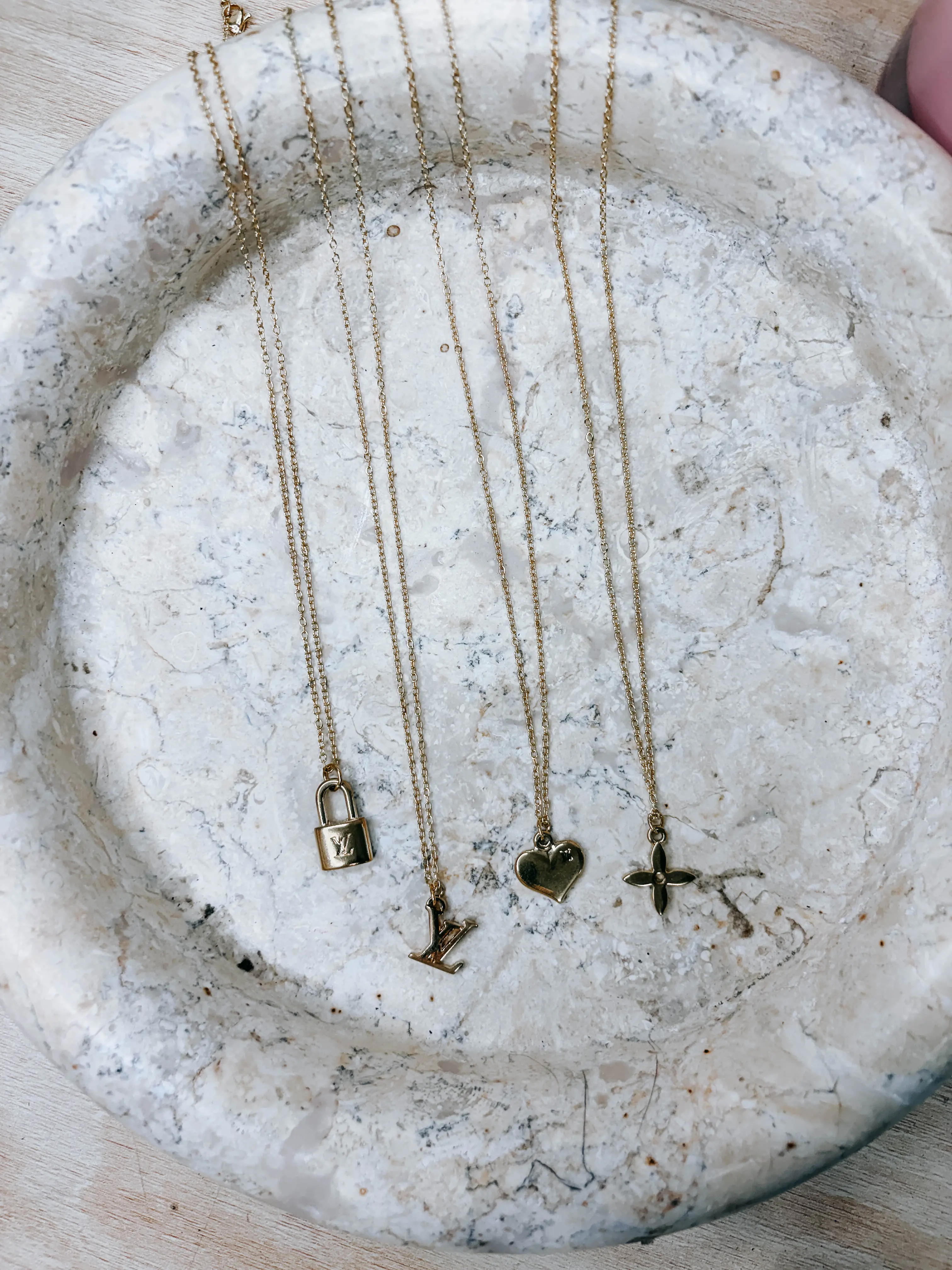 Pre-owned Louis Vuitton Upcycled LV Gold Charm Necklaces *Final Sale*