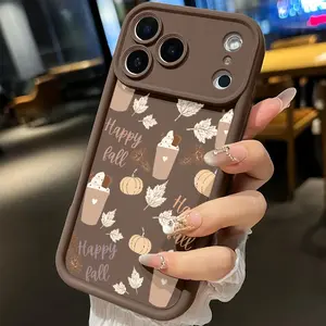 Soft Phone Case for iPhone 17 Pro Max 16 15 14 Plus 13 12 Mini 11 XR X XS Air E Autumn Delight Pattern TPU Bumper Camera Lens Protection Rugged Durable Phone Cover
