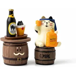 Funny Mini  Drinking Figurines Set -   with Miniature  &  Barrel Figure for Desk Shelf  Bar Decor,   Lover  (Barrel Set)