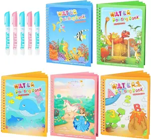 5 Pack Reusable Water Coloring Book for Toddlers, Water Doodle Book Toys, Paint with Water Books,Mess-Free Coloring Book, Portable Educational Doodle Drawing Toy, Educational Learning Kits Gifts