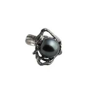 Sterling Silver Tahitian Pearl Statement Ring