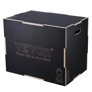 【Summervibes】VEVOR 3 in 1 Plyometric Jump Box, 30/24/20 Inch Wooden Plyo Box, Platform & Jumping Agility Box, Anti-Slip Fitness Exercise Step Up Box for Home Gym Training, Conditioning Strength Training, Black